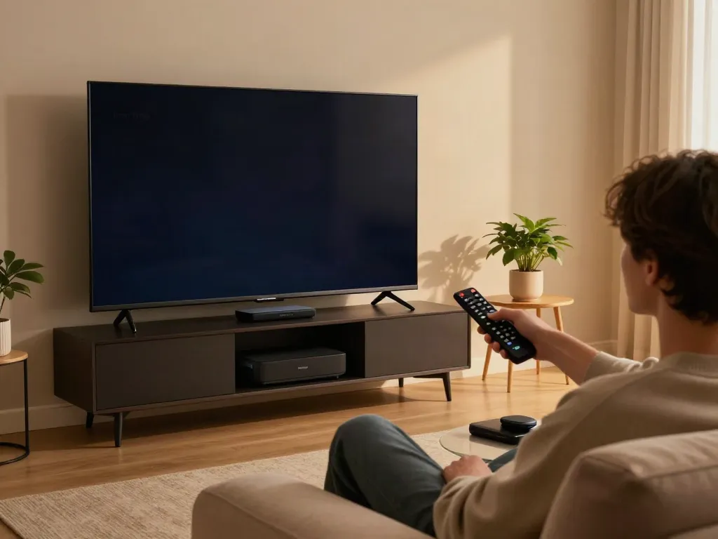 Regardez le contenu sur Iron pro tv officiel dans un salon moderne