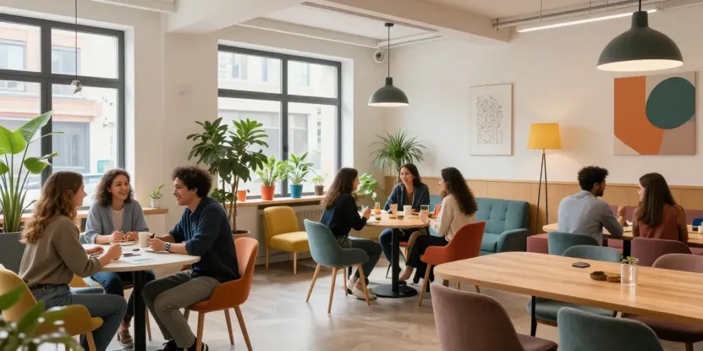 Coliving à Lille : espace de vie commun moderne avec une ambiance conviviale et des installations partagées.
